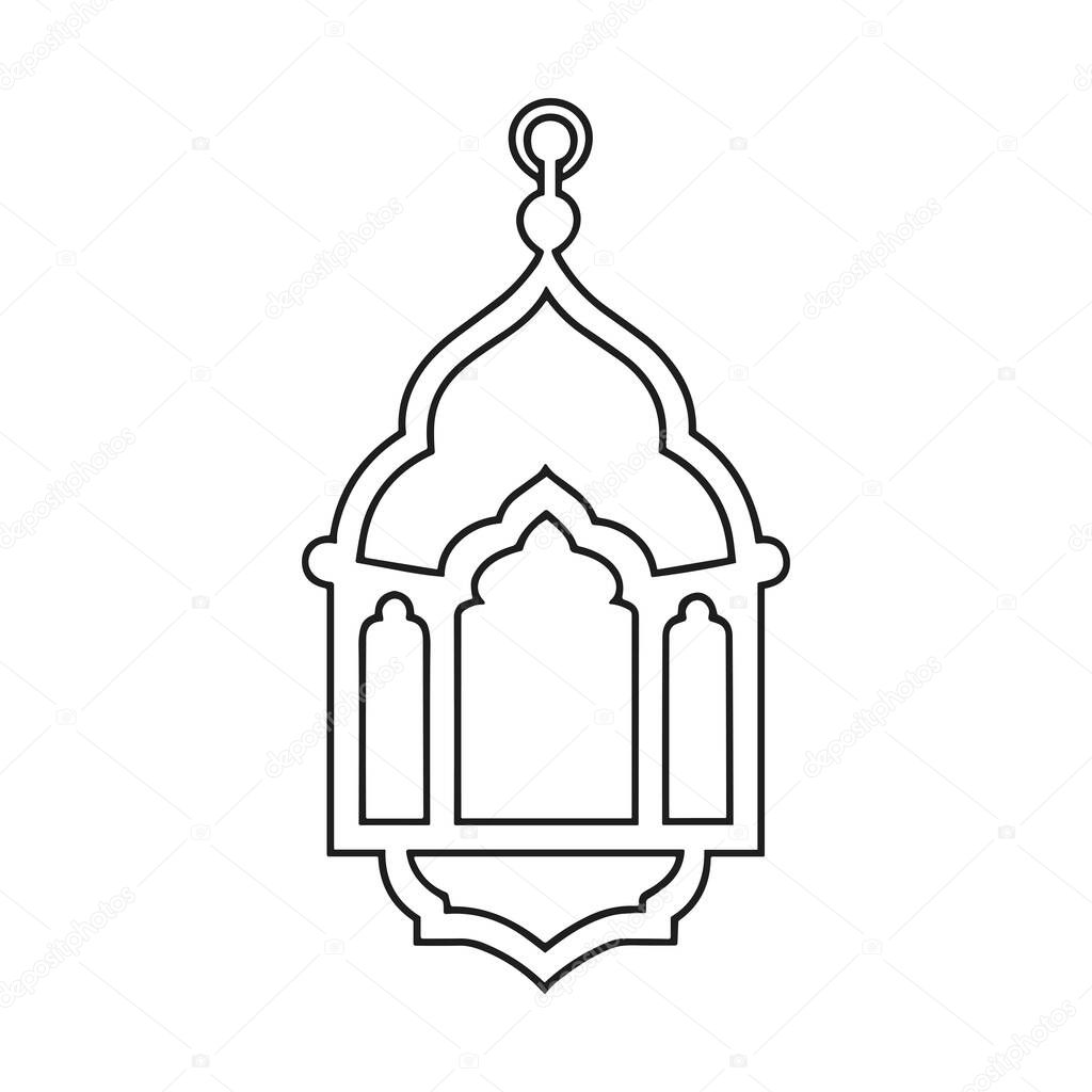 This elegant line art vector illustration depicts an ornate Islamic lantern with intricate details and a classic design. Perfect for Ramadan, Eid, or any Islamic-themed project.