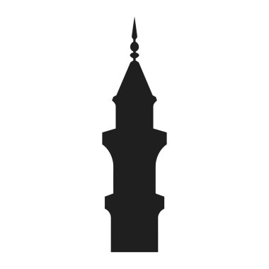 Bir İslami minarenin temiz ve minimalist silüeti, geleneksel mimari tasarımı sergiliyor, dini, kültürel veya yaratıcı projeler için mükemmel.