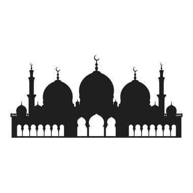 İslam sanatı, Ramazan, Kurban Bayramı ve kültürel kutlama tasarımları için ideal kubbe ve minarelerin yer aldığı çarpıcı bir büyük cami silueti. Yaratıcı projeler, dekorasyonlar ve dini temalar için mükemmel..