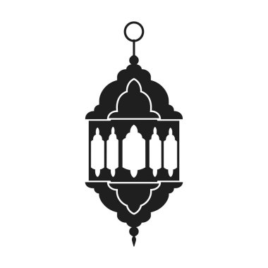 Güzel tasarlanmış, siyah siluet şeklinde bir Arap fener vektörü, İslami mirası ve kutlamaları sembolize ediyor. Ramazan, bayram ve diğer şenlikli günlerde bu geleneksel asma lambası tebrik kartları, dekorasyonlar ve İslami için idealdir.