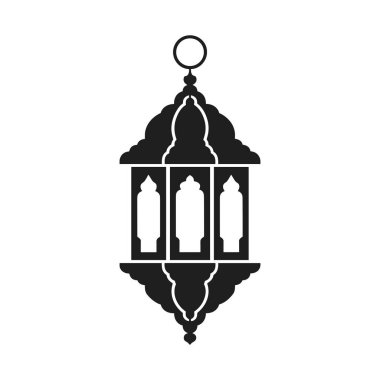 Ruhani ışığı ve geleneksel Arap tasarımını temsil eden bir İslami fenerin zarif siyah siluet vektörü. Ramazan, Bayram, İslami kutlamalar, dekorasyonlar, tebrik kartları, davetiyeler ve kültürel sanat eserleri için mükemmel.
