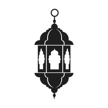 Süslü bir İslami fenerin siyah siluet vektörü. Ramazan ve bayram kutlamaları için mükemmel. Bu geleneksel Arap asma lambası ruhani ışığı ve Ortadoğu mirasını sembolize ediyor, festival dekorasyonları, tebrik kartları ve kültürel bir şey için ideal.