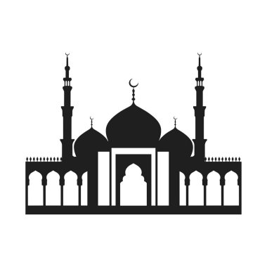 Kubbeler, minareler ve geleneksel Arap mimari unsurları içeren güzel tasarlanmış bir İslami cami silueti. Bu yüksek kaliteli vektör illüstrasyonu Ramazan, Kurban Bayramı, İslami kutlamalar, tebrik kartları ve davetiyeler için idealdir.,