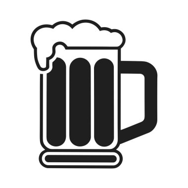 Köpüklü köpükle dolu bir bira bardağının siyah siluet vektör simgesi. Bar, bar, bira fabrikası ve parti temalı tasarımlar için mükemmel. Menüler, logolar, posterler, markalaşma ve Ekim Festivali kutlamaları için ideal.