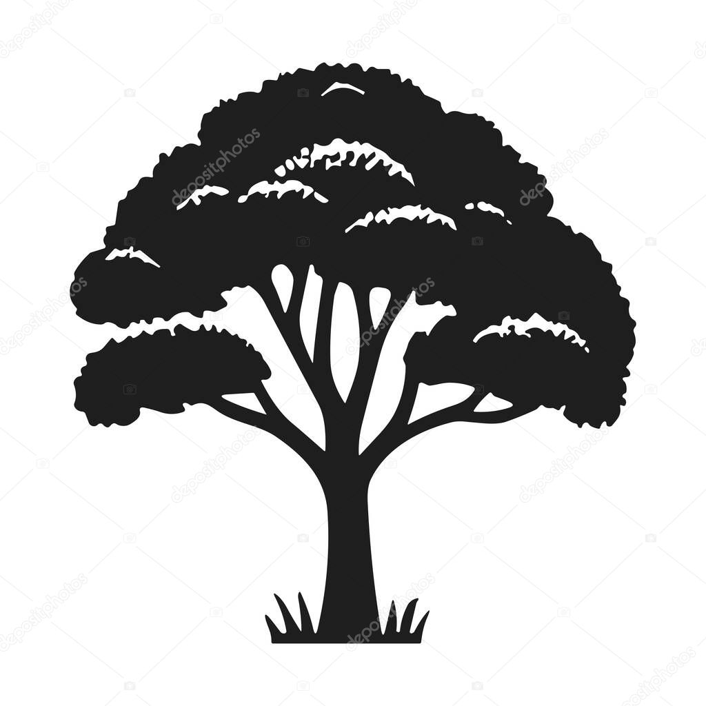 A beautifully crafted tree silhouette vector featuring dense foliage and a natural shape. Ideal for eco-friendly branding, environmental campaigns, posters, websites, and creative projects emphasizing nature and sustainability. Perfect for minimalist