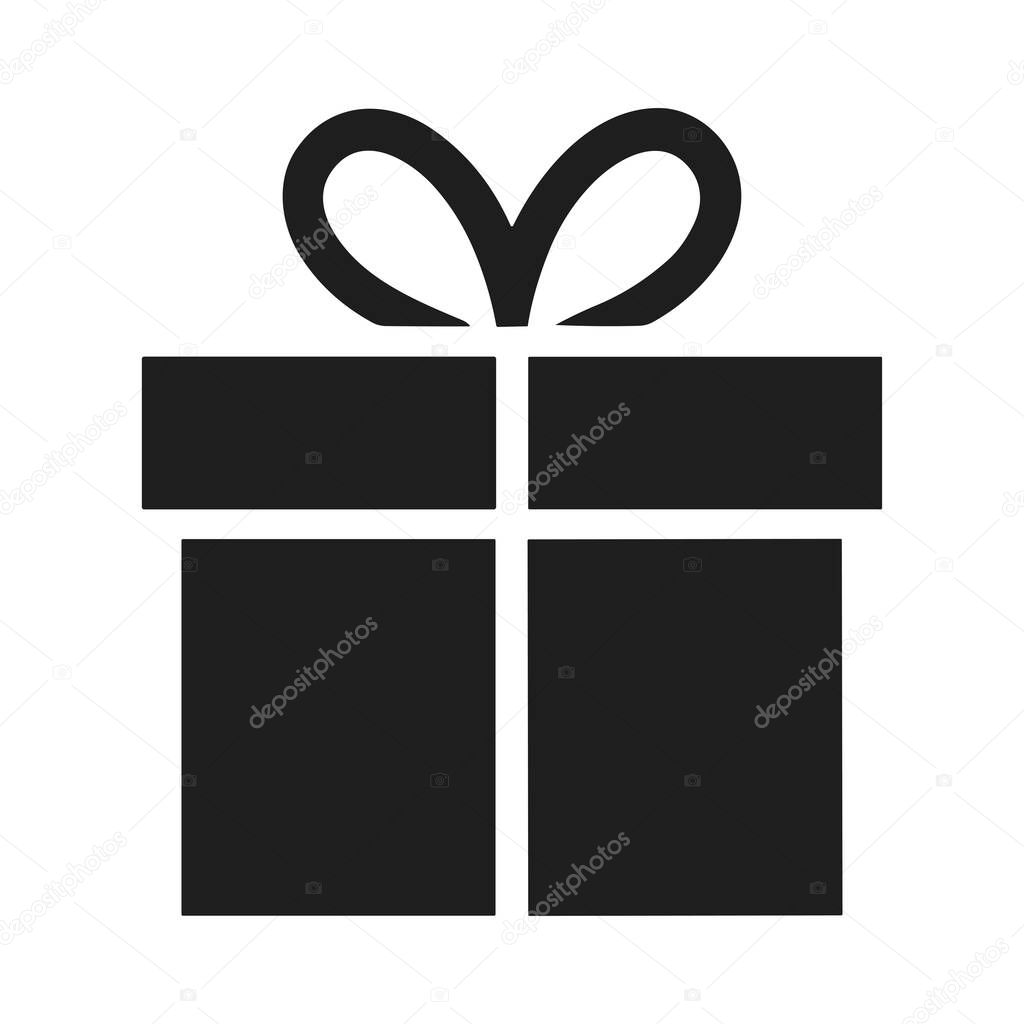 A beautifully designed black silhouette of a gift box with a bow, ideal for holiday themes, celebrations, and special occasions. Perfect for cards, invitations, and festive designs.