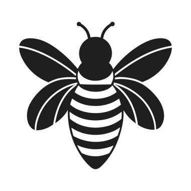 Minimalist siyah bir arı silueti. Detaylı kanatları ve çizgileri var. Bahar, doğa ve çevre dostu temalar için mükemmel. Logo tasarımı, markalaşma, çevre dostu projeler, organik ürün etiketleri, arıcılık kavramları, çevre kampanyaları için ideal.