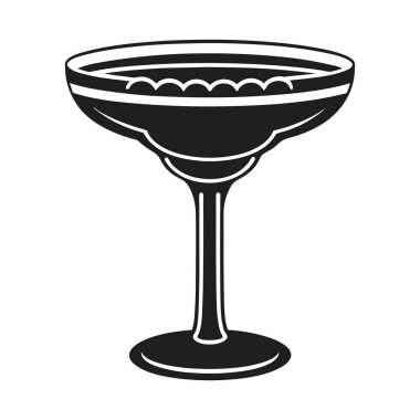 Tuz kenarlı klasik margarita bardağının sade bir temsili. Cinco de Mayo kutlamaları, Meksika temalı partiler, bar menüleri, kokteyl markaları ve restoran tasarımları için ideal. Barmenler, tasarımcılar ve organizatörler için mükemmel. 