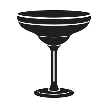 Bir margarita bardağının parlak siyah silueti, bar menüleri, kokteyl markaları, içkiyle ilgili grafikler ve parti davetiyeleri için ideal. Bu yüksek kalite vektör illüstrasyonu kokteylleri, miksolojiyi ve moder 'de lüks içecek takımlarını temsil etmek için mükemmeldir.
