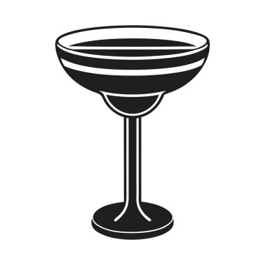 Bir margarita bardağının şık siyah silueti, kokteyl menüleri, bar markalaşması, içkiyle ilgili tasarımlar ve şenlikli parti grafikleri için mükemmel. Bu yüksek kaliteli vektör illüstrasyonu, karışımı, lüks içecek takımını ve kutlamayı temsil etmek için idealdir. 