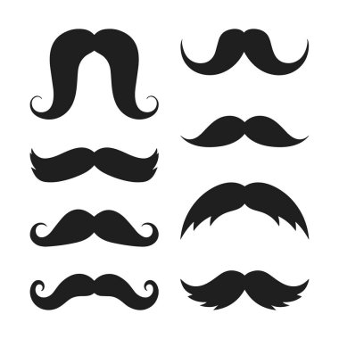 Vektör formatında siyah bıyık siluetlerinin çok yönlü bir koleksiyonu. Bu set çeşitli bıyık stillerini içerir, berber markalaşması, tımar tasarımları, hipster grafikleri, Movember kampanyaları ve klasik estetik için mükemmeldir. Dijital ve p için ideal