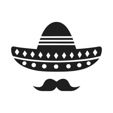 Geleneksel Meksika şapkası ve bıyığının temiz ve şık bir siyah vektör silueti. Bu tasarım Meksika mirasını, Cinco de Mayo 'yu ve şenlikli kutlamaları sembolize eder. Markalaşma, kültürel tasarımlar ve olay grafikleri için ideal.