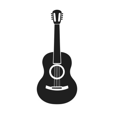 Akustik gitar siluetinin şık bir siyah-beyaz vektör çizimi. Bu tasarım müzikle ilgili projeler, konser posterleri, sanatsal kompozisyonlar ve markalaşma için idealdir. Müzisyenler, etkinlikler ve kültürel temalar için mükemmel.