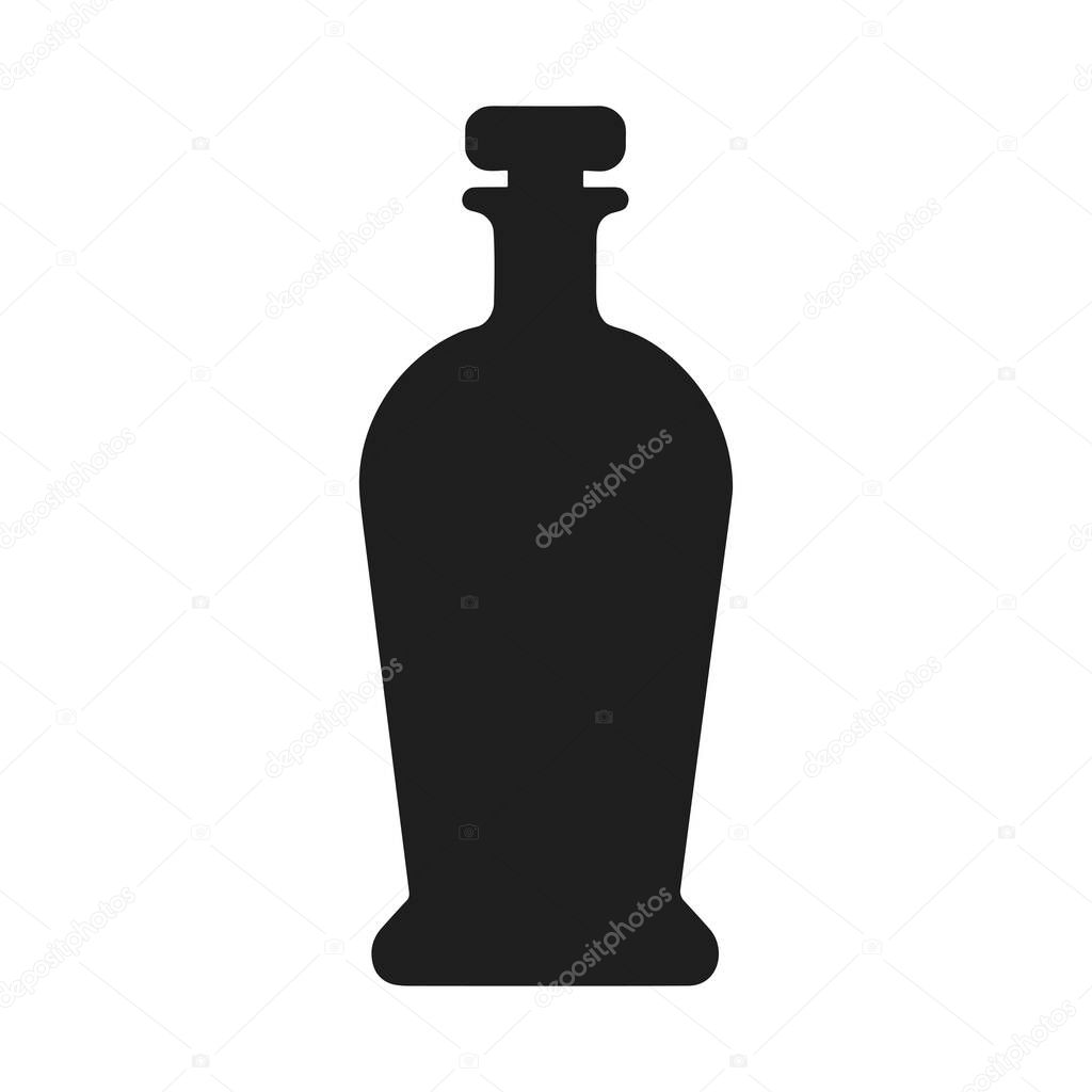 A clean and elegant silhouette vector illustration of a vintage apothecary bottle, ideal for projects related to magic, alchemy, potion-making, branding, packaging, and digital artwork. Perfect for fantasy themes, gothic aesthetics, and minimalist de