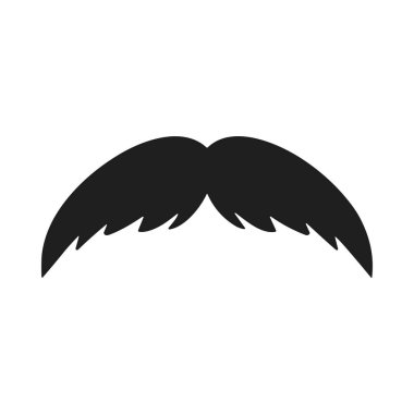 Kalın, gür bıyıklı, doğal, biraz sert şekilli siyah bir siluet vektör çizimi. Berber dükkanı markaları, erkek bakım ürünleri, antika tasarımlar, Movember kampanyaları ve yaratıcı dijital projeler için mükemmel. Fikir.
