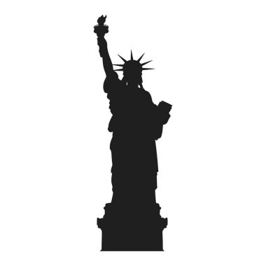 Özgürlük Anıtı 'nın yüksek kaliteli siyah siluet vektörü. Amerika' yı kutlamak için mükemmel. Bağımsızlık Günü, vatanseverlik tasarımı, seyahat promosyonları, ya da Amerika 'nın simgeleri ve özgürlüğü hakkında eğitim içeriği.
