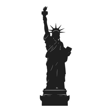 Özgürlük Anıtı 'nın cesur siluet vektörü, Amerikan vatanseverliğini, Bağımsızlık Günü' nü (4 Temmuz) ve ulusal gururu kutlamak için mükemmel. Afişler, tişörtler, posterler ve ABD simgelerinin yer aldığı vatansever tasarım projeleri için ideal..
