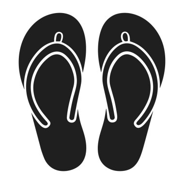 Klasik parmak arası terliklerin siyah siluet vektör çizimi, yaz için ideal plaj tasarımları, tropikal tatil grafikleri, seyahat temalı posterler ve günlük giyim markaları. Bu minimalist ikon rahatlamış, kaygısız bir titreşim iletir. Ilık-weath için mükemmel.