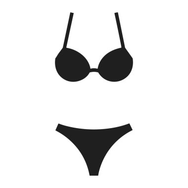 Basit Bikini Siluet Vektör Yazlık Moda ve Plaj Giysisi Tasarımı