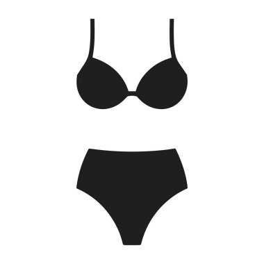 Modern Yüzme ve Yaz Tasarımı için Yüksek Belli Bikini Siluet Vektör İllüstrasyonu