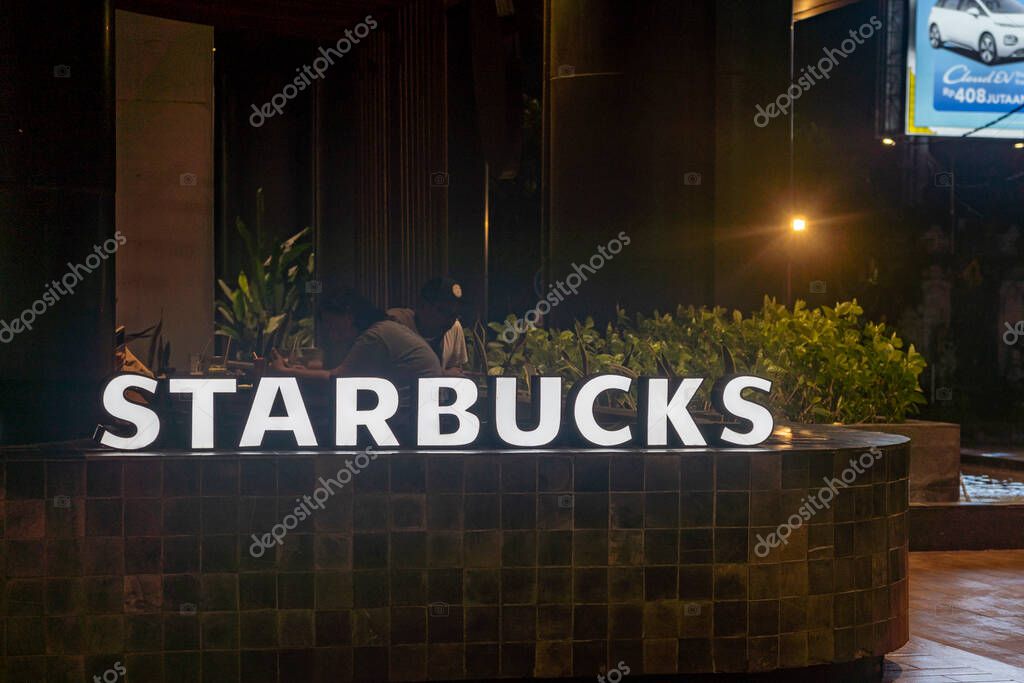 Bali, Indonesia - Dec 17, 2024: Trans Studio Mall in Bali. Starbucks restaurant logo in the mall