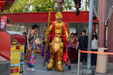 Jakarta, Endonezya - 9 Şubat 2025: Süper kahraman Çin Efsanevi Karakterleri Maymun Sun, Pantjoran PIK 'de Kara Efsane Wukong (Pantai Indah Kapuk)
