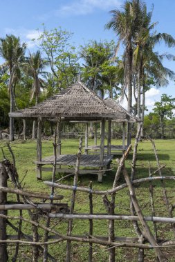 Sazdan çatılı ahşap kulübe yemyeşil bir tarlada duruyor. Kulübe ahşap bir çitle çevrilidir ve bir palmiye ağacının yanında yer alır. Huzur ve sükunet kavramı