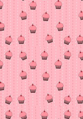 Kek, kek, kek ve şekerli suluboya desenler. Beyaz arka planda kusursuz desen, doğum günü partisi.