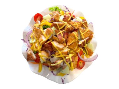 Sebze ve soslu tavuk kanadı.