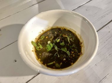 Lezzetli Asya yemeklerinin yakın görüntüsü