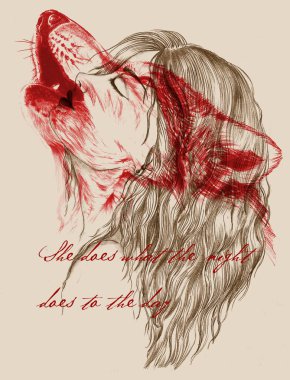 Kurt ve kadın illüstrasyonu