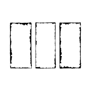 Üç boş dikdörtgen çerçeve ve grunge kenarları