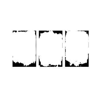 Beyaz arkaplanda üç soyut siyah çerçeve