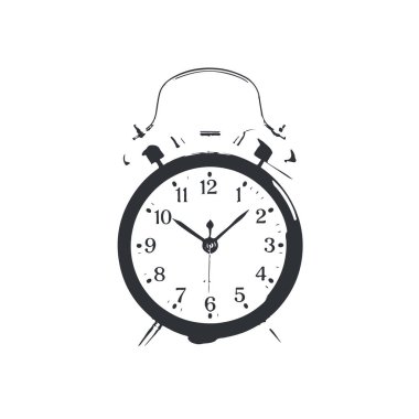 Klasik alarm saati çizimi siyah beyaz çizim