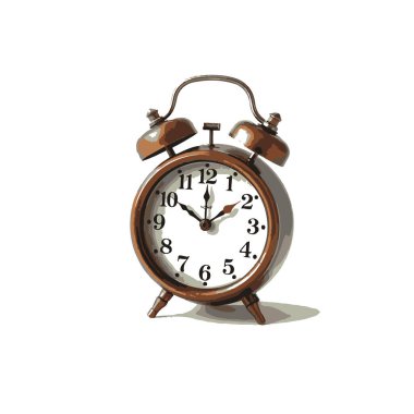 Klasik kahverengi alarm saati beyaza izole edildi
