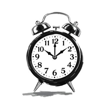 Klasik çalar saat çizimi siyah beyaz