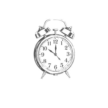 Klasik alarm saati çizim zamanı yönetim illüstrasyonu