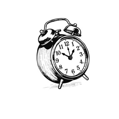 Klasik çalar saat el çizimi illüstrasyon