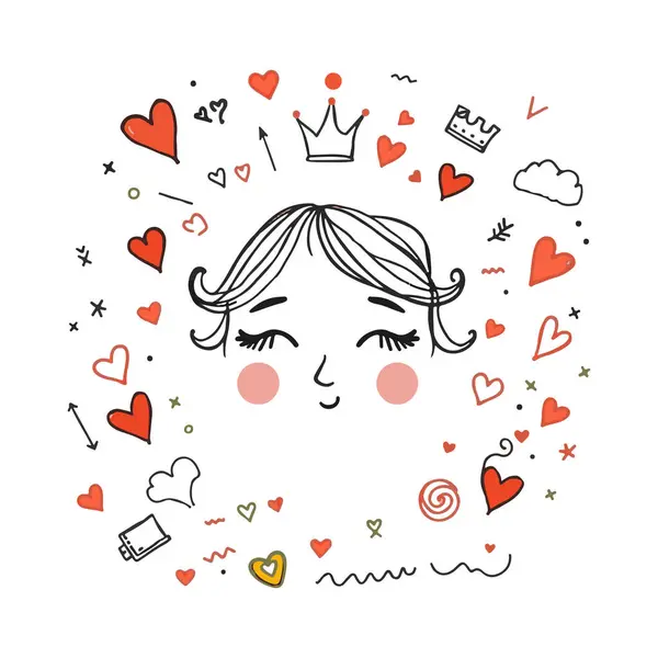 Kalpli ve karalama elementli şirin prenses yüzü.