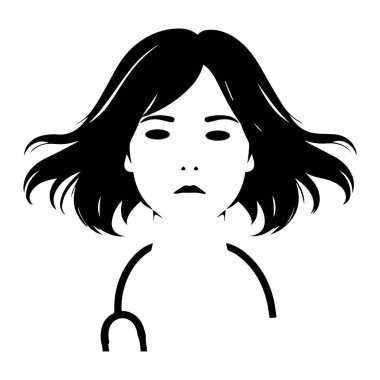 Siyah-beyaz bir kadın silueti.