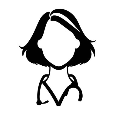 Kadın doktor simgesi siyah siluet çizimi