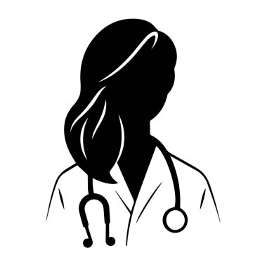 Steteskoplu kadın doktorun silueti.
