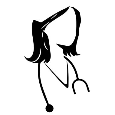 Steteskoplu soyut kadın doktor ya da hemşire