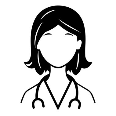 Steteskoplu kadın doktorun simgesi.