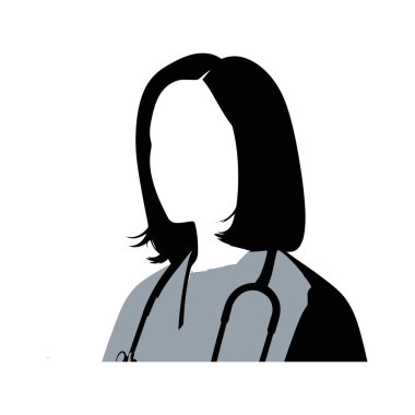 Steteskoplu kadın doktorun silueti.