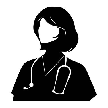 Steteskoplu kadın doktorun silueti.