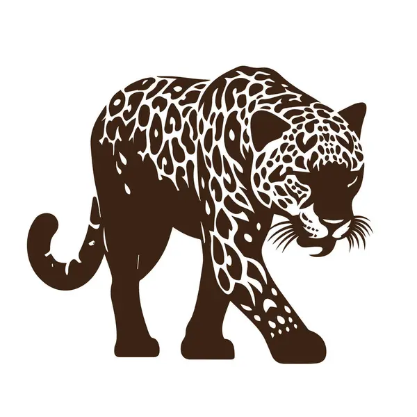 Şekillendirilmiş jaguar silueti Kahverengi ve beyaz yürüyor