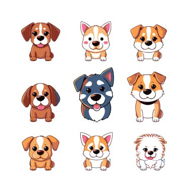 Dokuz karikatür yavrusu koleksiyonu.