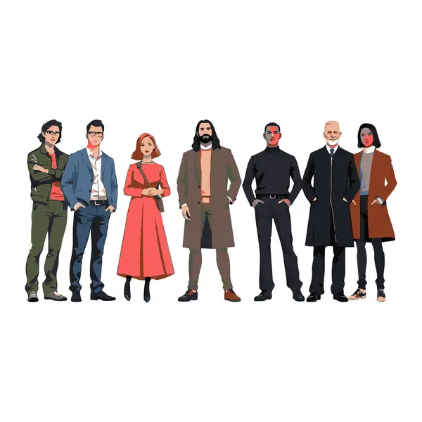 Farklı profesyonellerden oluşan bir grup bir arada duruyor.