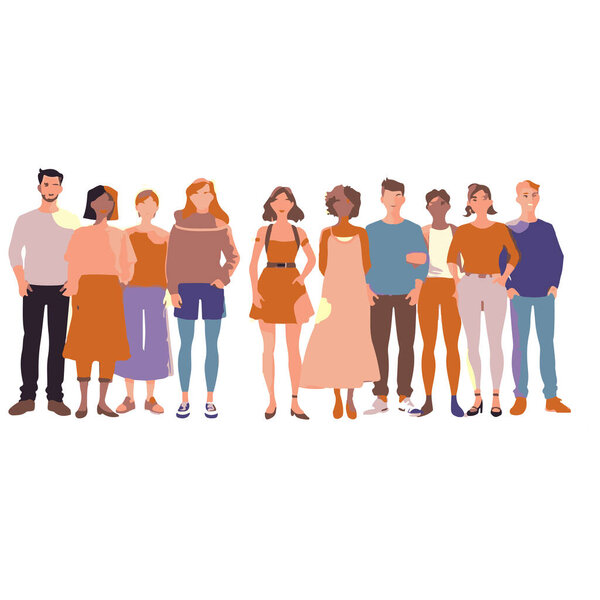 Разнообразная группа молодых людей, стоящих вместе